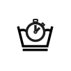 Illustratie: een wassymbool en een stopwatch.