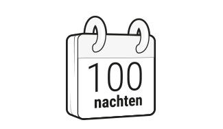 Illustratie: een kalender met de tekst „100 nachten“.