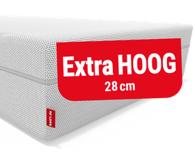 Boxspringmatras en tekst: "Extra HOOG" 28 cm