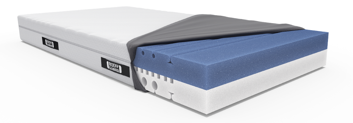 BODYGUARD® matras met geopende hoes.