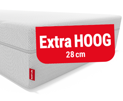 Boxspringmatras en tekst: "Extra HOOG" 28 cm